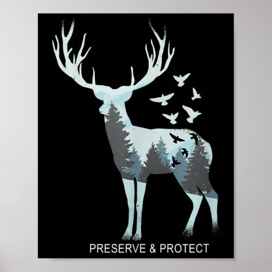 Herten - Natuurlijk bosdier - Behoud & Bescherm Poster (Voorkant)