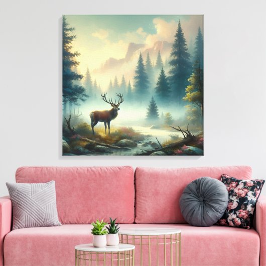 Herten olieverfschilderij canvas kunst (Insitu (Woonkamer))