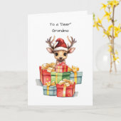 Herten Oma Schattige Kerst Stalen van Liefde Kaart (Gele Bloem)