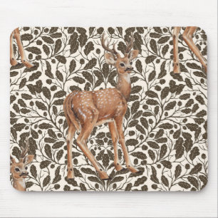 Herten op decoratief eiken damast patroon in bruin muismat