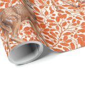 Herten op decoratief eiken damast patroon in donke cadeaupapier (Rol Hoek)