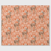 Herten op decoratief eiken damast patroon in donke cadeaupapier (Vlak)