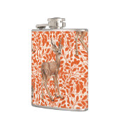 Herten op decoratief eiken damast patroon in donke heupfles (Links)