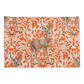 Herten op decoratief eiken damast patroon in donke kussensloop (Achterkant-Rechts)