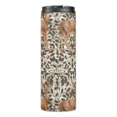 Herten op decoratieve eiken damast patroon in brui thermosbeker (Achterkant)
