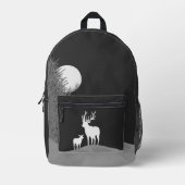 Herten op Moon Lit Hill Bedrukte Rugzak (Voorkant)