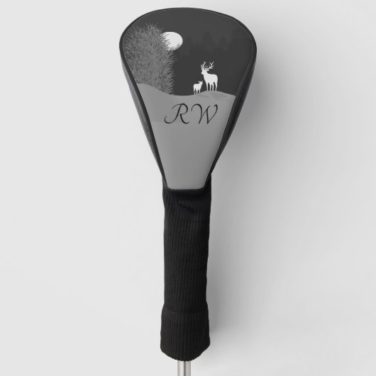 Herten op Moon Lit Hill Persoonlijk Golfheadcover (Voorkant)