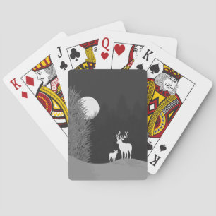 Herten op Moon Lit Hill Pokerkaarten