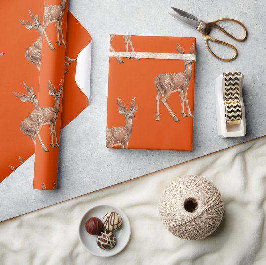 Herten op rood cadeaupapier (Crafts)