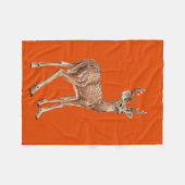 Herten op rood fleece deken (Voorkant (Horizontaal))