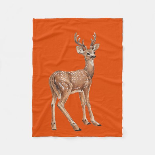 Herten op rood fleece deken (Voorkant)