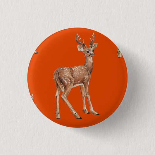 Herten op rood ronde button 3,2 cm (Voorkant)