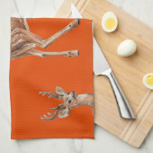 Herten op rood theedoek (Quarter Fold)