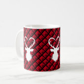 Herten op zwart en rood ruitpatroon koffiemok (Voorkant links)