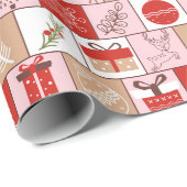 Herten Ornament kerstboom sneeuwvlokpatroon Cadeaupapier (Rol Hoek)