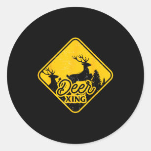 Herten Overstekend Bord Kerstmis Xing Rendier Grap Ronde Sticker