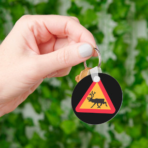 Herten Overstekend Verkeersbord Buiten Natuur Lief Sleutelhanger