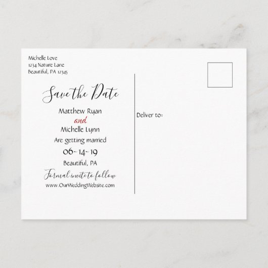 Herten Paar in Liefde Winter Save the Date Bruilof Aankondigingskaart (Achterkant)