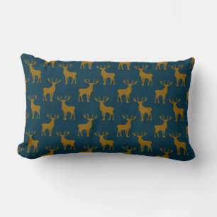 Herten patroon bruin en blauw kussen