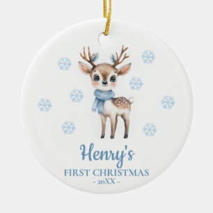 Herten Persoonlijke Eerste Kerstmis van de Baby Keramisch Ornament