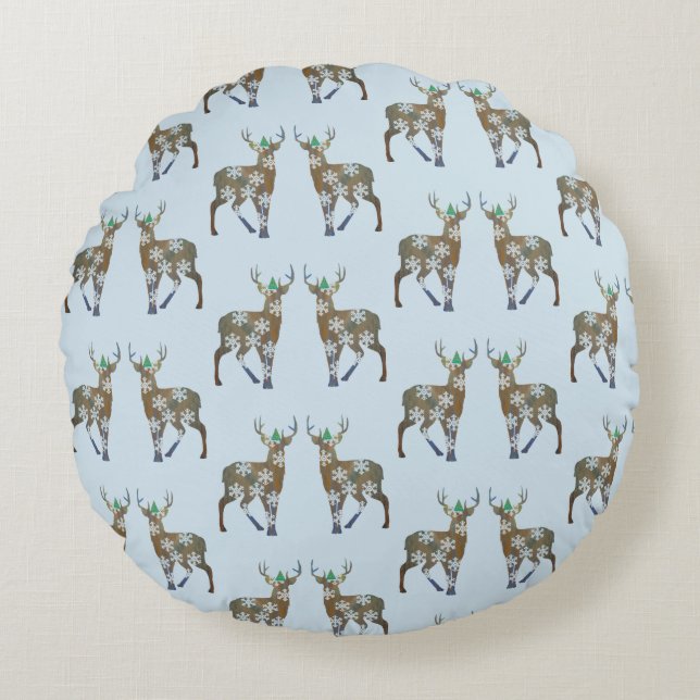 Herten Polyester Ronde Worpkussen Rond Kussen (Voorkant)