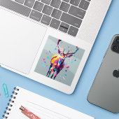 Herten pop kunst sticker (Laptop met iPhone)