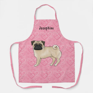 Herten Pug Hond Schattige Mopsen En Roze Harten Me Schort