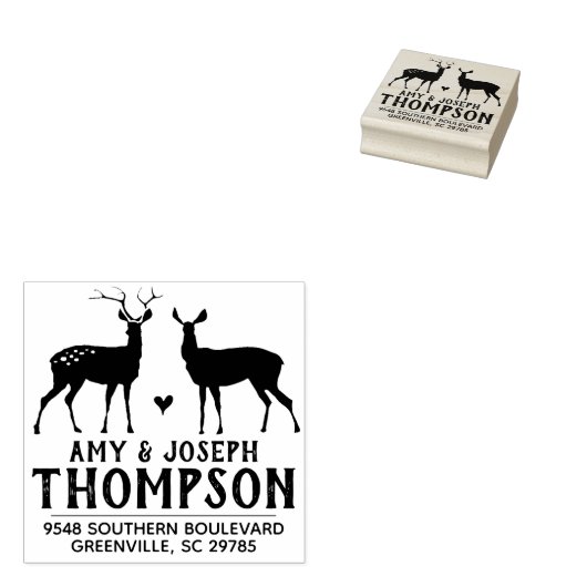 Herten retour adres stempel - bruiloft dieren (Gestempeld)