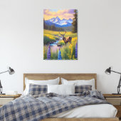 Herten Rocky Mountain Meadow Wildflower Schilderij Canvas Afdruk (Insitu (Slaapkamer))
