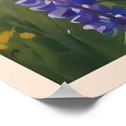 Herten Rocky Mountain Meadow Wildflower Schilderij Poster (Hoek)