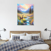Herten Rocky Mountain Spring Meadow Sunrise schild Canvas Afdruk (Insitu (Slaapkamer))