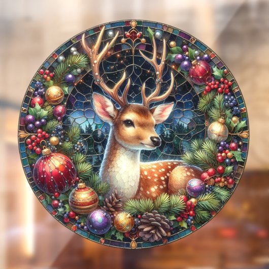 Herten Ronde Raam Cling Raamsticker (Vel 2)