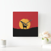 Herten rood en zwart vierkante klok (Huis)