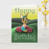 Herten Roos Verjaardag Kaart (Gele Bloem)