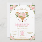 Herten Roze Bloemen Woodland Dieren Verjaardagsfee Kaart (Voorkant)