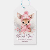 Herten Roze Pet Sjaal WINTER Wonderland Baby Party Cadeaulabel (Achterkant)