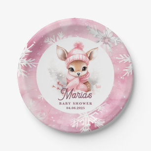 Herten Roze Winter Hoed Sjaal Aangepaste Naam Meis Papieren Bordje