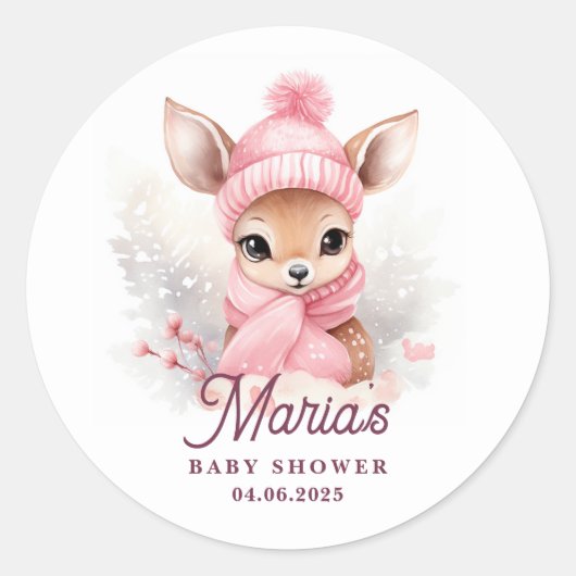 Herten roze winter Pet sjaal meisje partij Ronde Sticker (Voorkant)