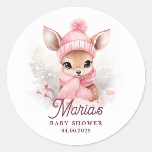 Herten Roze Winterhoed Sjaal Meisje Feestje Ronde Sticker