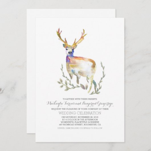 Herten rustieke bossen bruiloft uitnodigingen (Voorkant / Achterkant)