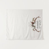 Herten rustieke botanische bruiloft meneer en mevr wandkleed (Voorkant (horizontaal))