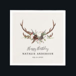 Herten rustieke botanische herfst schuur verjaarda servet<br><div class="desc">Herten rustieke botanische herfst verjaardagsfeestje ontwerp</div>