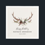 Herten rustieke botanische herfst schuur verjaarda servet<br><div class="desc">Herten rustieke botanische herfst verjaardagsfeestje ontwerp</div>