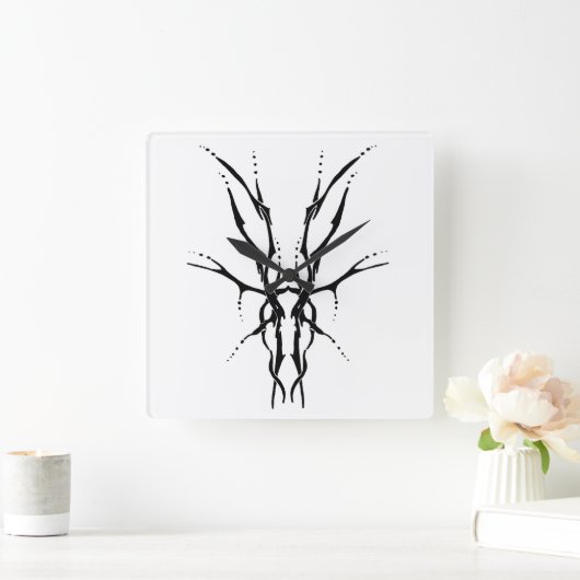 Herten Schedel Tribal Design voor herten Jagers zw Vierkante Klok (Huis)