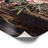 Herten schedel Waterverf Roze Bloemen Decoupage Perfect Poster (Hoek)