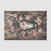 Herten schedel Waterverf Roze Bloemen Decoupage Tissuepapier (Voorkant)