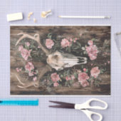 Herten schedel Waterverf Roze Bloemen Decoupage Tissuepapier (Craft)