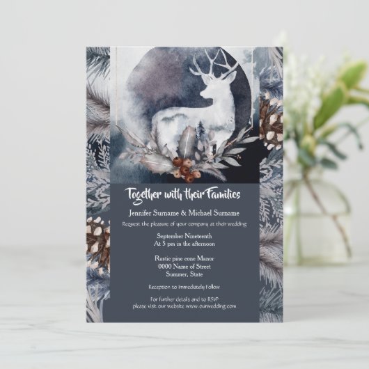 Herten silhouet avond bos bosgebied herfst kaart (Staand voorkant)