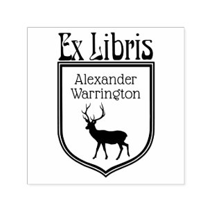 Herten Silhouet Crest Ex Libris Boeknaam Zelfinktende Stempel