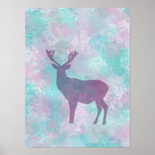 Herten silhouet Eenvoudig abstract Winter Cute Pas Poster (Voorkant)